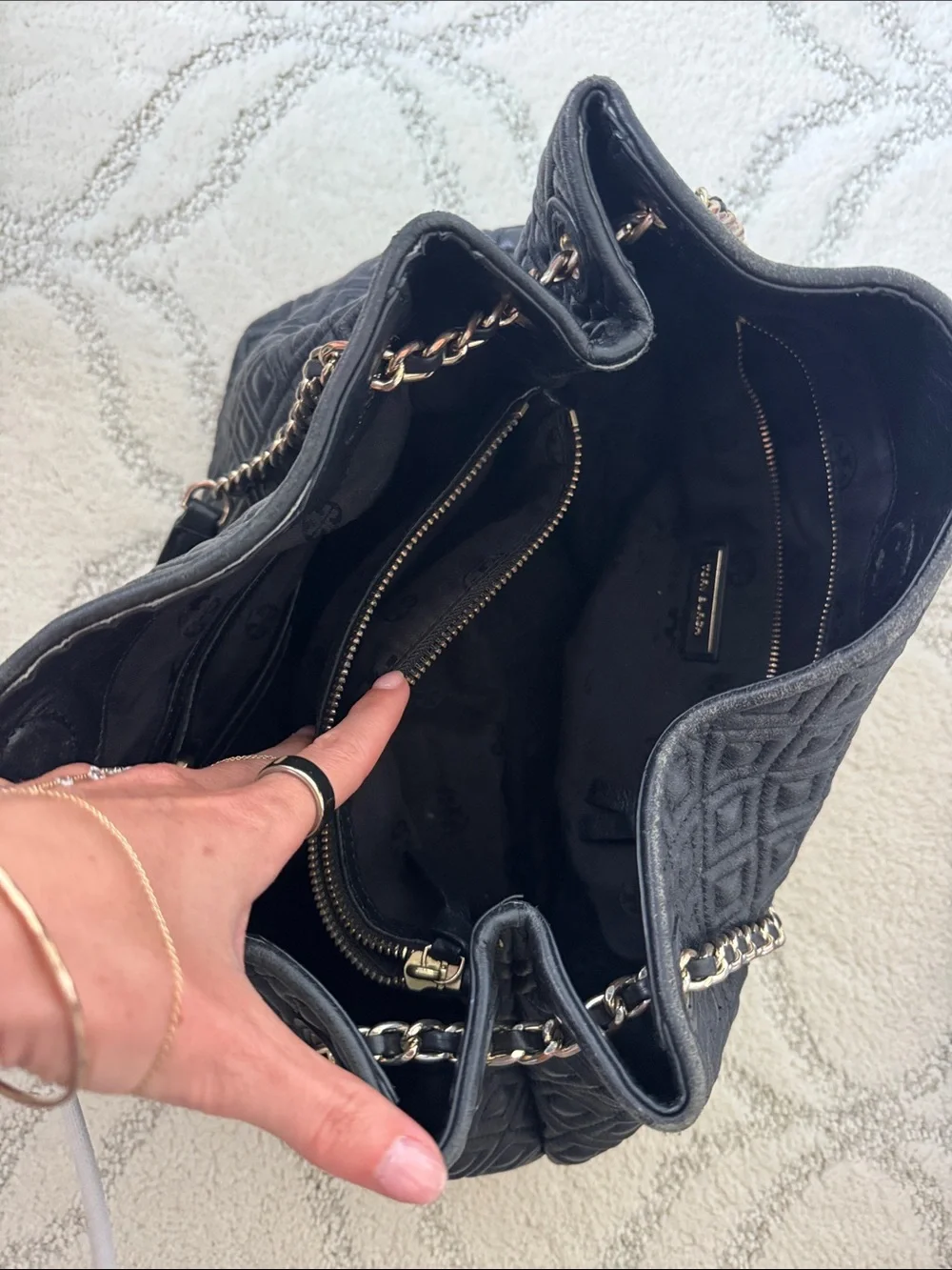 Tory Burch Black Quilted Chain-Handle Shoulder Bag